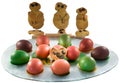 Traditional Greek cookies Ã¢â¬ÅLazarakiaÃ¢â¬Â with Easter colored eggs. Royalty Free Stock Photo